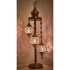 3 Globe Green Turkish Glass Corner Lamp