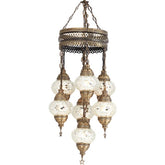 7 Globe White Turkish Stained Glass Lamps