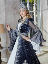 Evening Dresse Luxury Dubai Moroccan velvet floor length royal Kaftan Dress