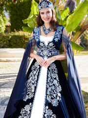 where to buy long maxi navy blue elegant full embroidered engagement henna party gown dresses