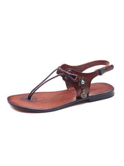 Leather Strapped Tan Sandals For Women