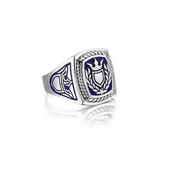 The Protector Mens Silver Mine Ring with Shield Symbol