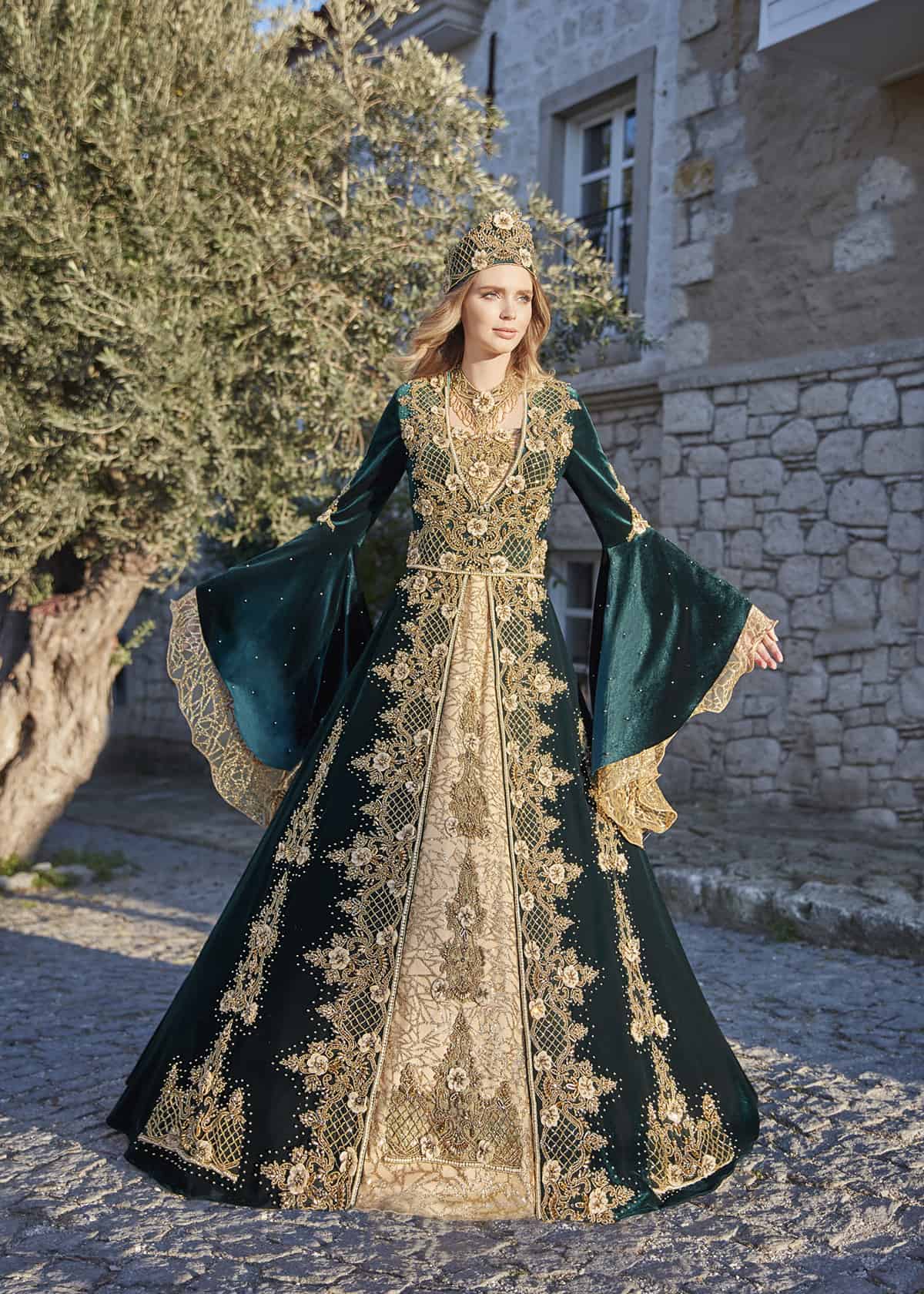 hunter green elegant long sleeve sequin embellished evening dresses