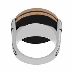 Great Seljuk Arrow Bow Motif Silver Yellow Men's Ring