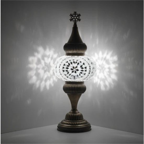 White Turkish Mosaic Tabletop Night Lamp