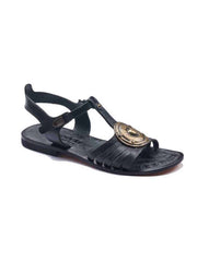 Black Leather Sandals For Womens