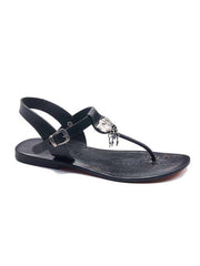 Toe Thong Black Sandals For Women