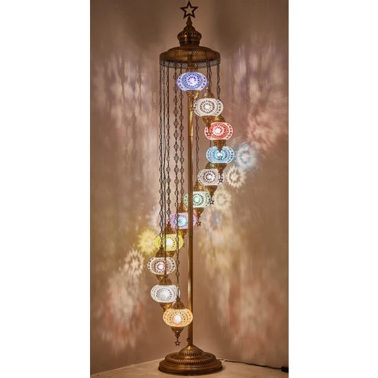 11 Globe Turkish Mosaic Floor Lamp