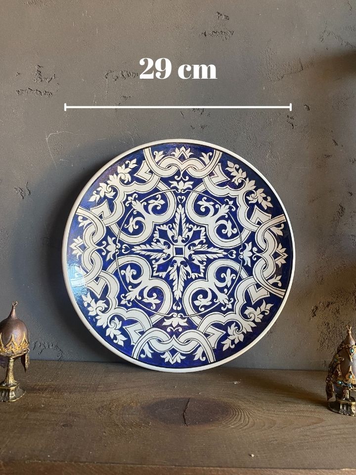 Navy Blue Hand Painted Turkish Tile Pottery