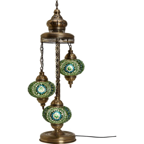 3 Globe Green Turkish Glass Floor Lamp