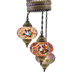 3 Globe Turkish Chandelier Lamps for sale