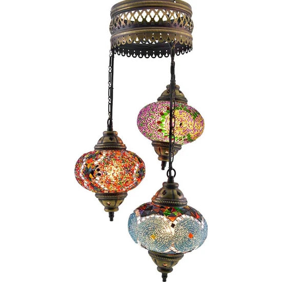 3 Globe Turkish Glass Lamps mosaic lights