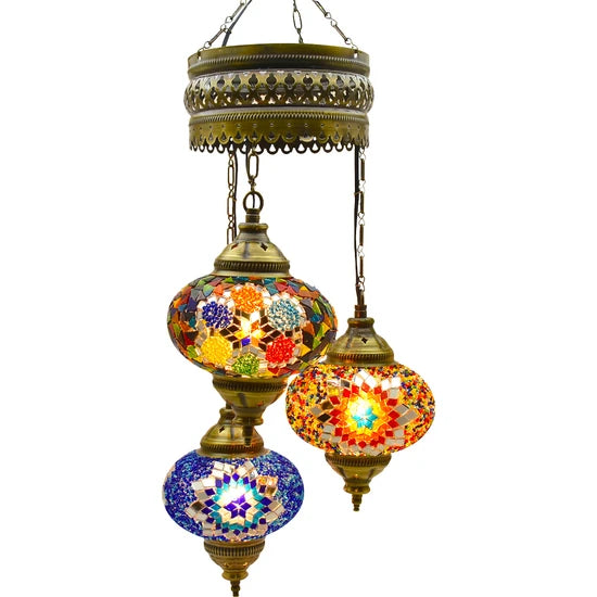 3 Globe Turkish Hanging Lamps for sale