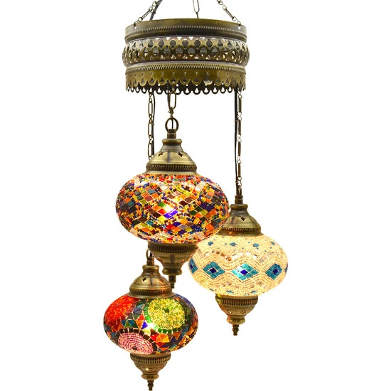 3 Globe Turkish Hanging Lamps for sale