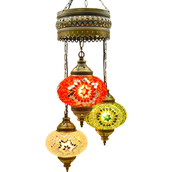 3 Globe Turkish Hanging Lamps for sale