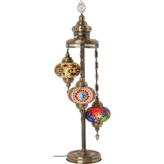 3 Globe Turkish Moroccan Mosaic Glass Floor Lamp