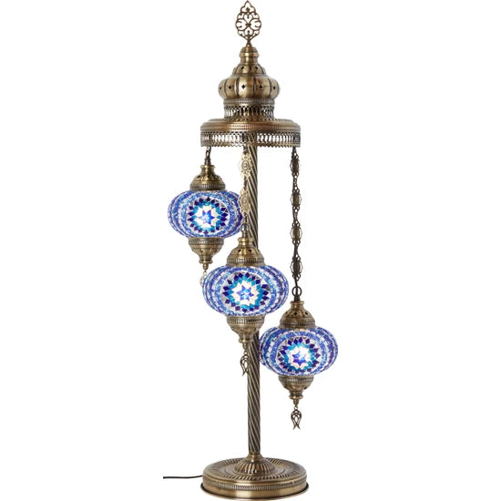 3 Globe Turkish Mosaic Floor Lamp for sale