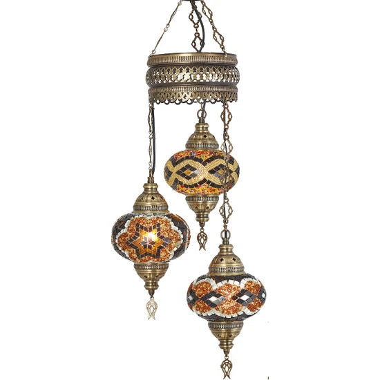 3 Globe Turkish Mosaic Lights for sale