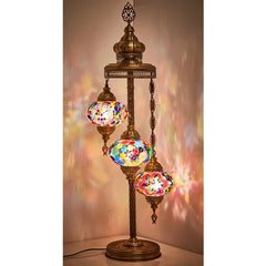 3 Globe Turkish Stained Glass Corner Lamp