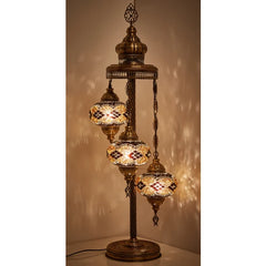 3 Globe Turkish Stained Glass Floor Lamp