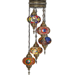 5 Globe Colourful Turkish Mosaic Hanging Lamps