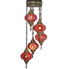 5 Globe Red Turkish Mosaic Light Fixtures