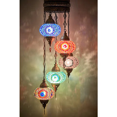 5 Globe Turkish Mosaic Hanging Lamps