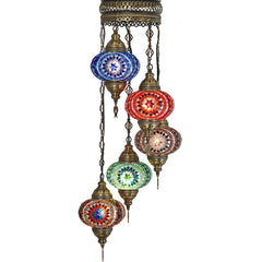 5 Globe Turkish Mosaic Hanging Lamps