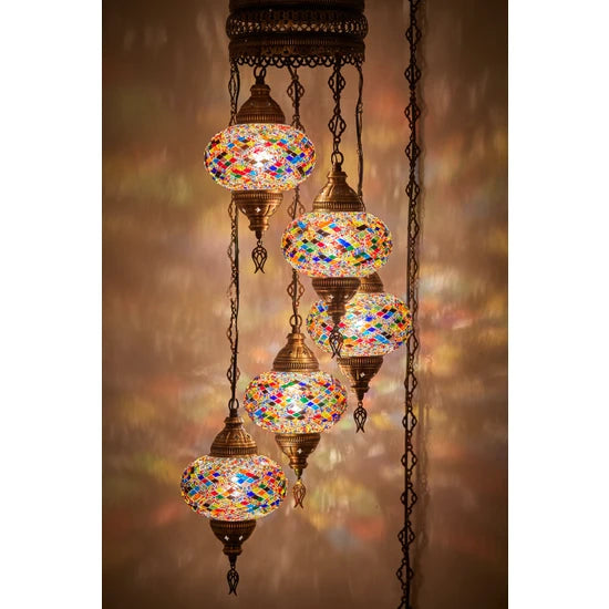 5 Globe Turkish Mosaic Light Fixtures