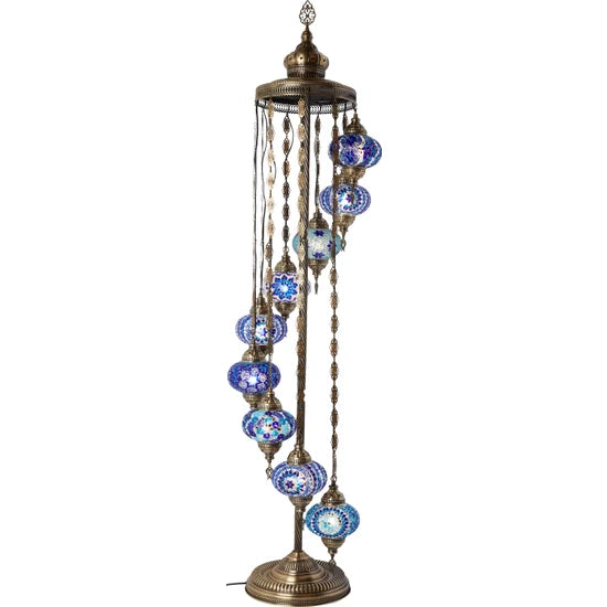 7 Globe Blue Turkish Glass Floor Lamp