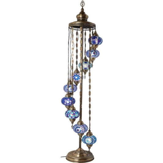 7 Globe Blue Turkish Glass Floor Lamp