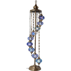 7 Globe Blue Turkish Glass Floor Lamp