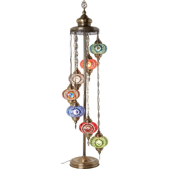 7 Globe Colourful Turkish Moroccan Mosaic Floor Lamp for sale corner lamp