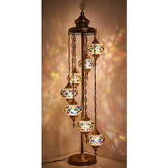 7 Globe Decorative Turkish Mosaic Floor Lamp