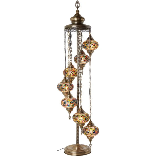 7 Globe Decorative Turkish Mosaic Floor Lamp for sale