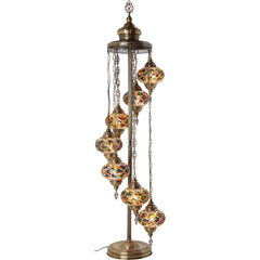 7 Globe Decorative Turkish Mosaic Floor Lamp for sale