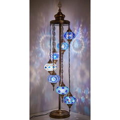 7 Globe Traditional Turkish Mosaic Floor Lamp