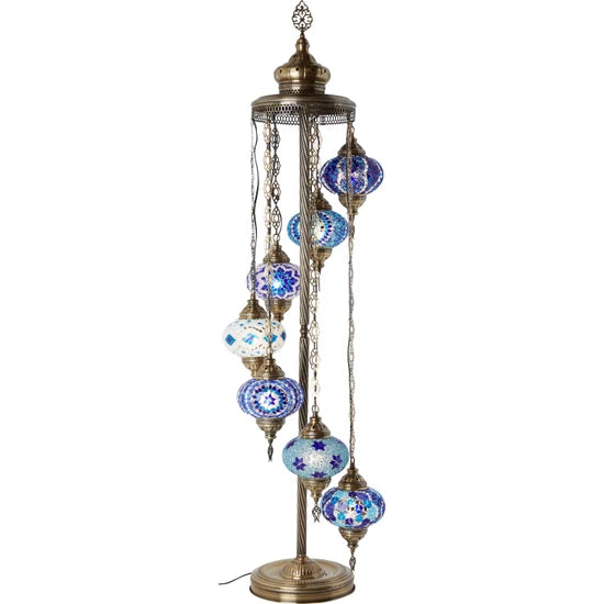 7 Globe Traditional Turkish Mosaic Floor Lamp for sale