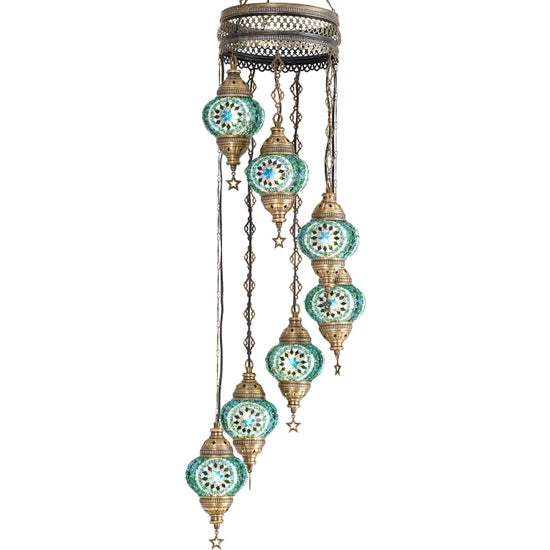 7 Globe Turkish Chandelier Lamps for sale