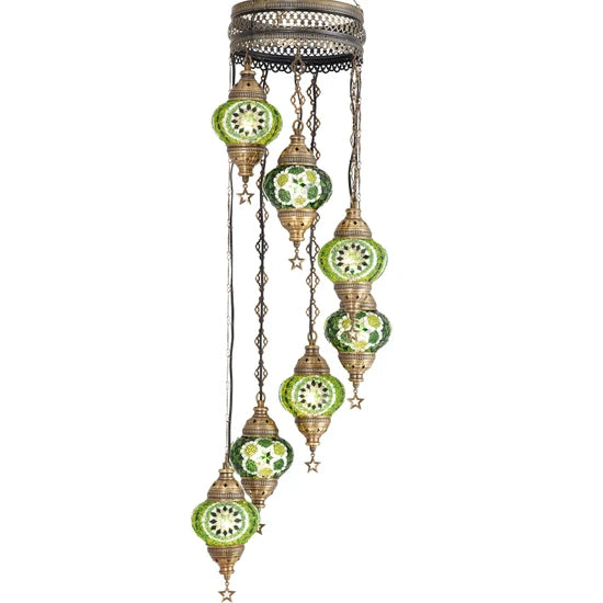 7 Globe Turkish Mosaic Ceiling Lamps