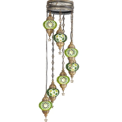 7 Globe Turkish Mosaic Ceiling Lamps