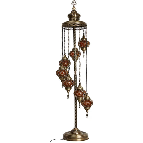 7 Globe Turkish Mosaic Corner Floor Lamp