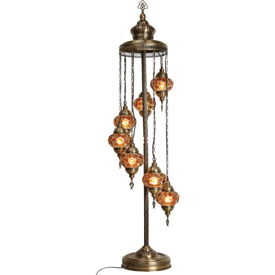 7 Globe Turkish Mosaic Corner Floor Lamp for sale