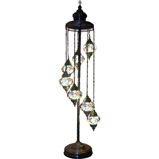 7 Globe Turkish Mosaic Corner Lamp for sale