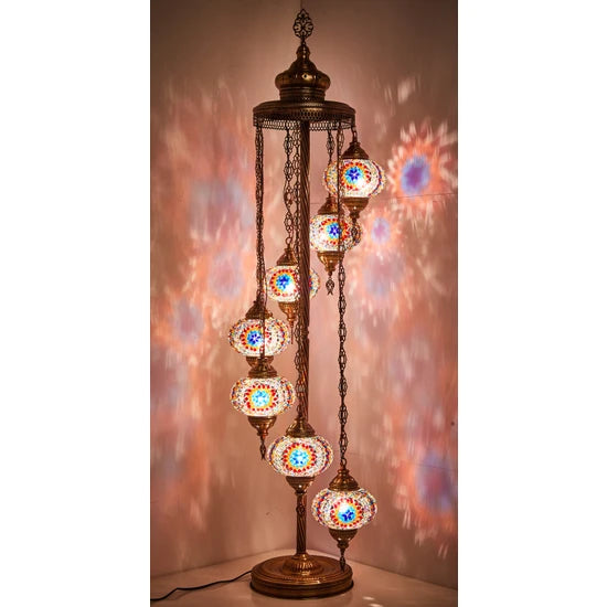 7 Globe Turkish Mosaic Floor Lamp