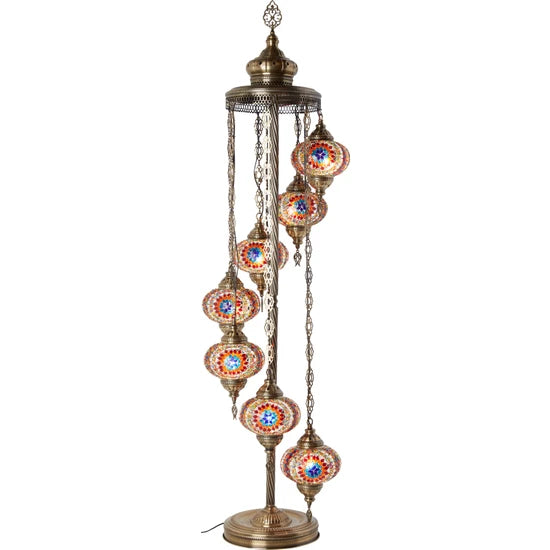 7 Globe Turkish Mosaic Glass Corner Lamp for sale