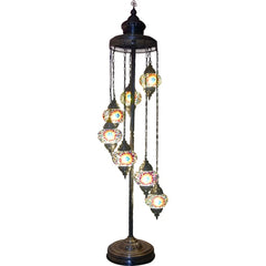 7 Globe Turkish Mosaic Stained Glass Floor Lamp for sale