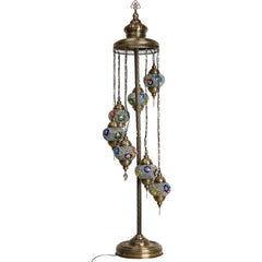 7 Globe Turkish Stained Glass Corner Floor Lamp