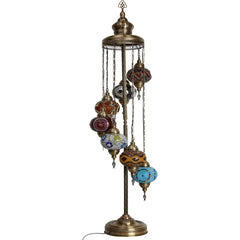 7 Globe Turkish Stained Glass Corner Lamp