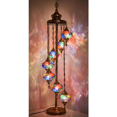 7 Globe Turkish Stained Glass Floor Lamp